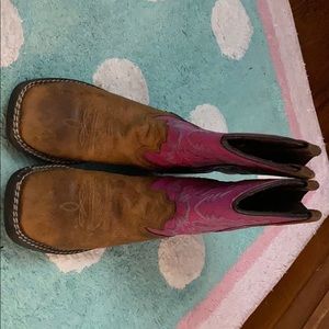 Pink and Brown Dan Post Cowgirl Boots size 1